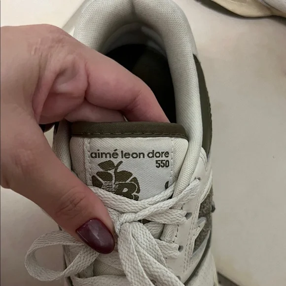 New Balance 550 White and Dark Green Sneakers - Picture 5 of 6